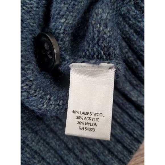 Banana Republic Sweater Mens Size Medium Blue Cowl Neck Lambs Wool Blend Casual - Picture 9 of 12